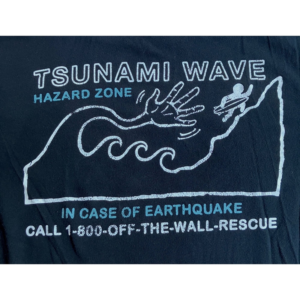 Vans Tsunami Wave Graphic T-Shirt Hazard Zone Earthquake Rescue Men's Small